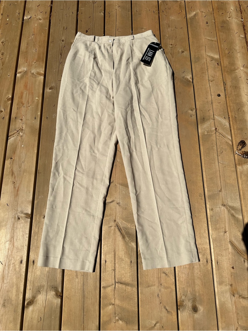 Classic Straight-Leg Dress Pants — Light Beige
